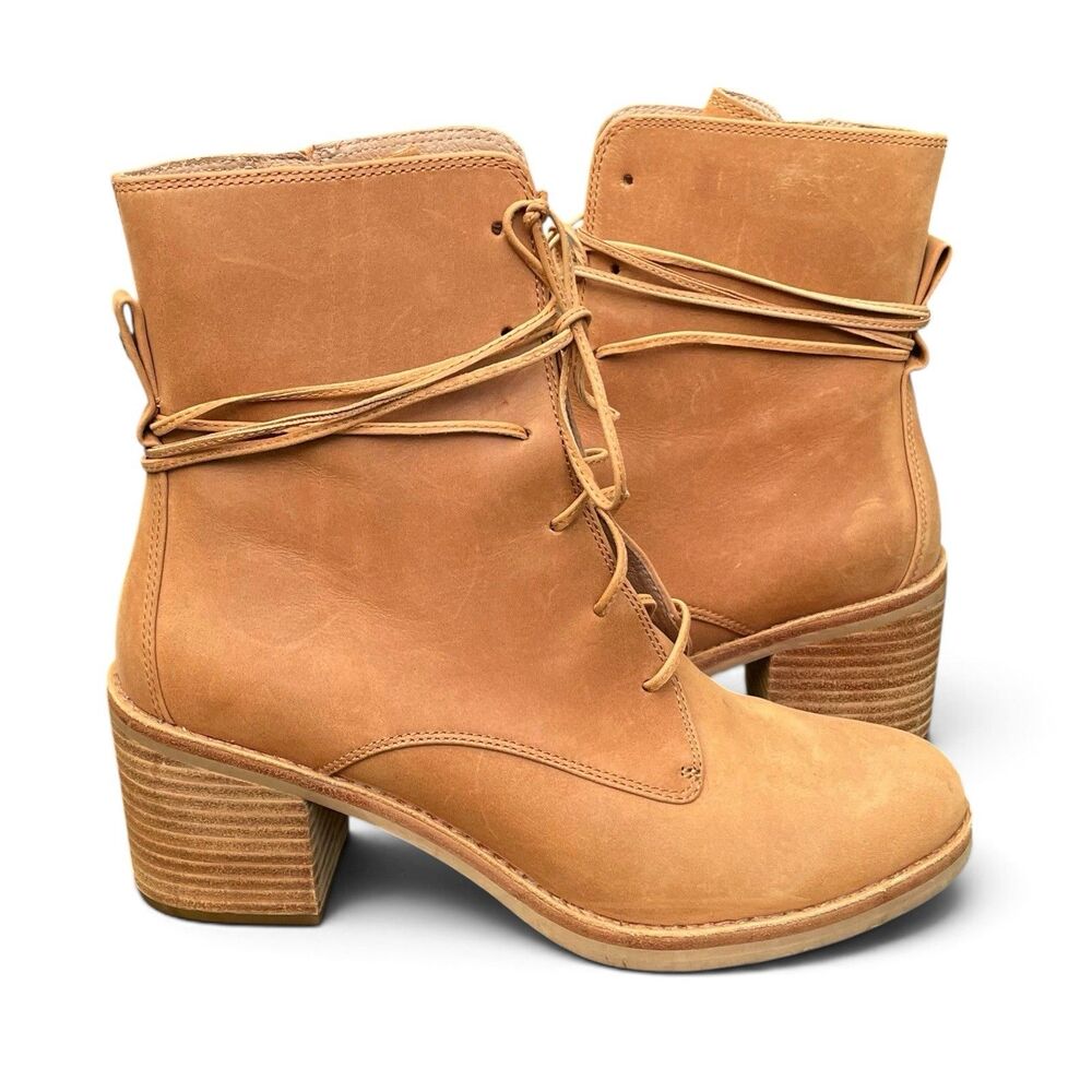 Ugg Oriana Boots Chestnut/Tan Sz 8.5 Side Zip Lace Up Western Prairie Fall